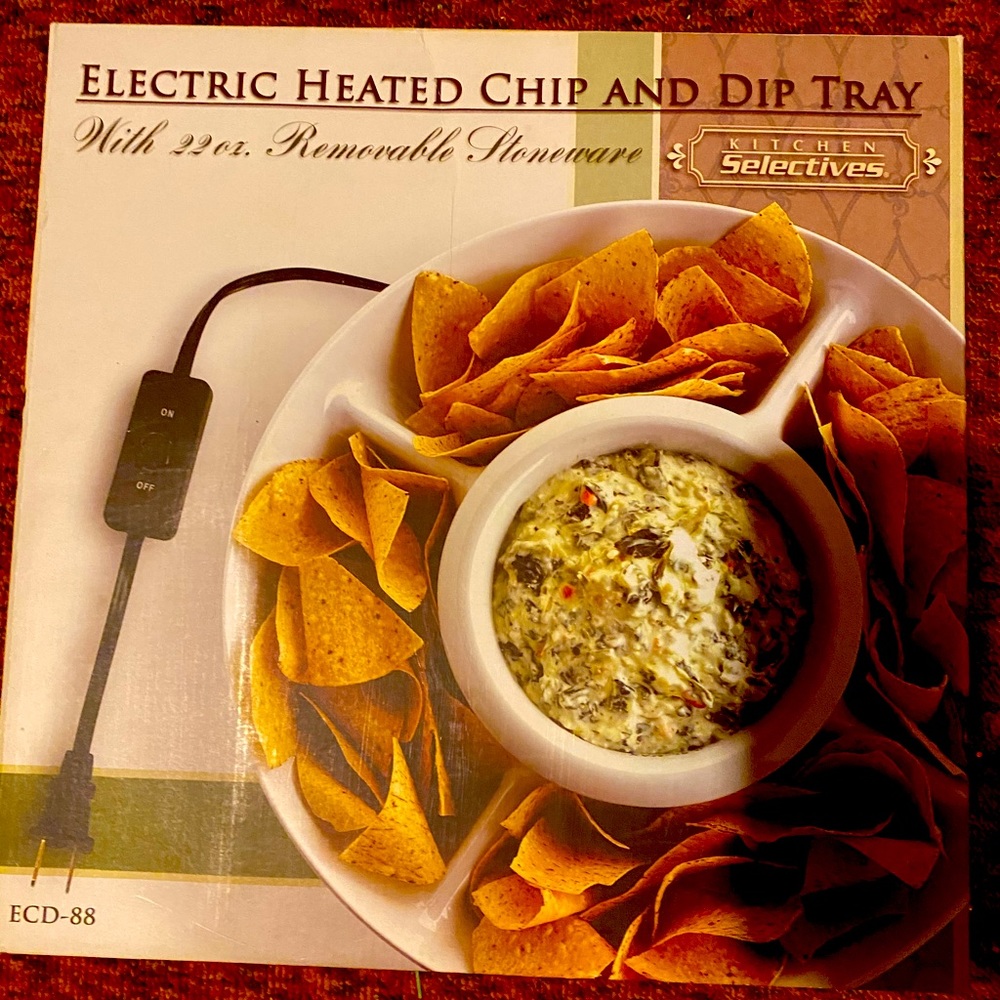 Electric Heated Chip and Dip Tray, white